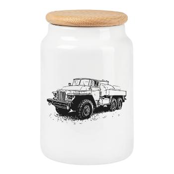 Ural Power – Schwergewicht auf Rädern - Keksdose mit Holzdeckel - Weiß - Vorne