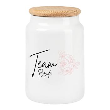 Team Bride - Cookie Jar with Wooden Lid - white - Front