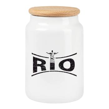 RIO with Jesus - Brazil - Cookie Jar with Wooden Lid - white - Front