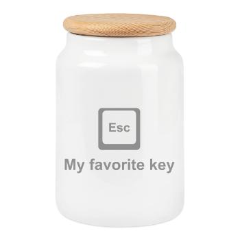 ESC Key Shirt – Favorite Button for Nerds & Geeks - Keksdose mit Holzdeckel - Weiß - Vorne