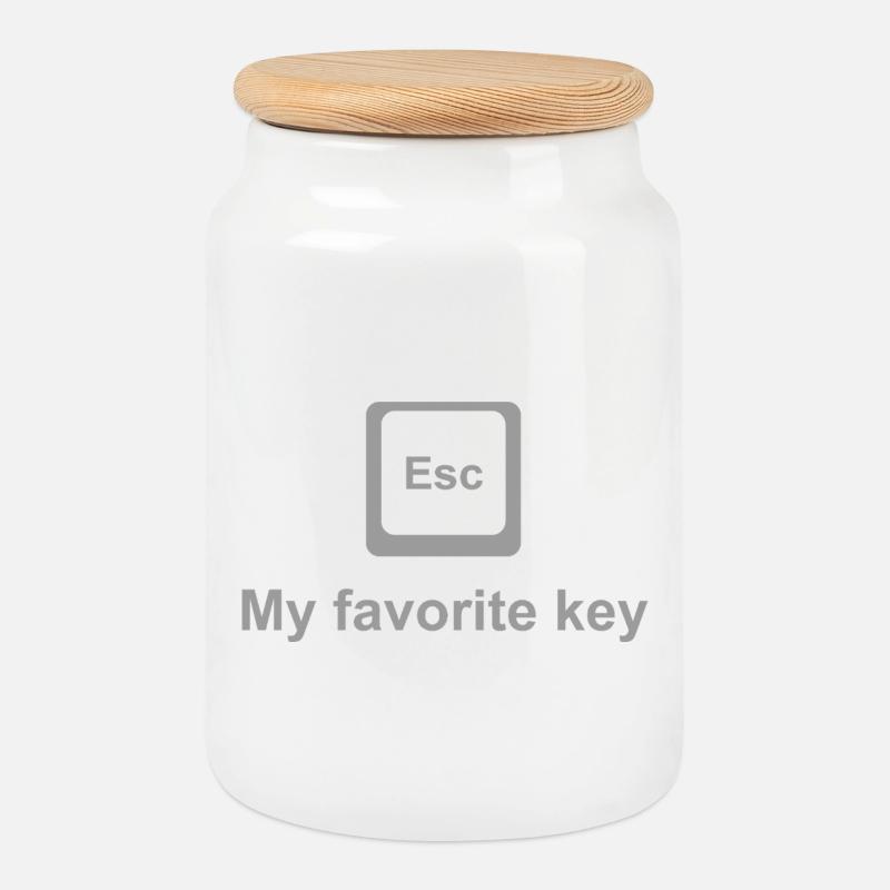 ESC Key Shirt – Favorite Button for Nerds & Geeks - Keksdose mit Holzdeckel - Weiß