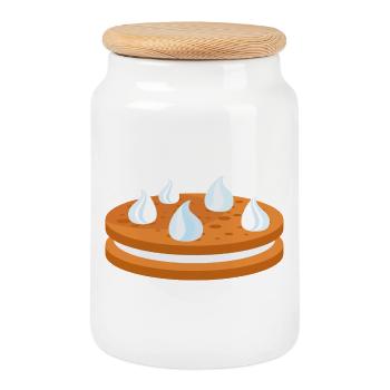 Biscuit, Biscuit, Biscuit à la crème - Boîte à biscuits avec couvercle en bois - blanc - Devant