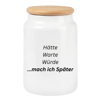Mach_ich_spaeter - Keksdose mit Holzdeckel - Weiß - Vorne