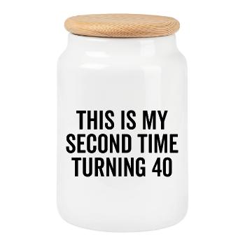 This Is My Second Time Turning 40 - Cookie Jar with Wooden Lid - white - Front