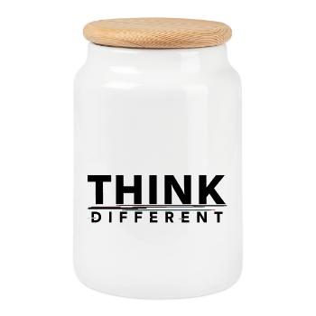 Responsabiliser Penser différemment Conception de motivation - Boîte à biscuits avec couvercle en bois - blanc - Devant