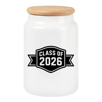Class of 2026 - Cookie Jar with Wooden Lid - white - Front