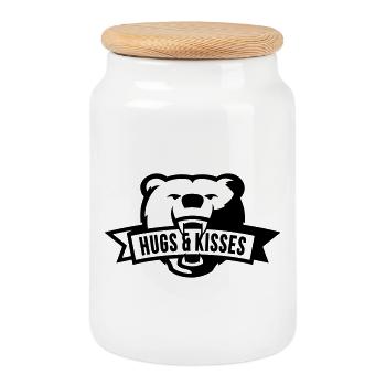 HUGS & KISSES - Keksdose mit Holzdeckel - Weiß - Vorne