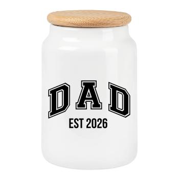 Dad 26 Dad Baby Dad 2026 Father's Day - Cookie Jar with Wooden Lid - white - Front