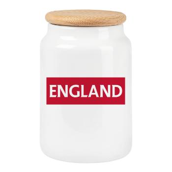 England Preston Logo-Design - Keksdose mit Holzdeckel - Weiß - Vorne