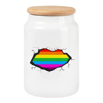 Rainbow in Me - Cookie Jar with Wooden Lid - white - Front