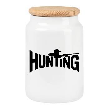 Chasse - Logo Cool Hunter - Boîte à biscuits avec couvercle en bois - blanc - Devant