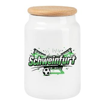 Conception du stade de football de Schweinfurt - Boîte à biscuits avec couvercle en bois - blanc - Devant