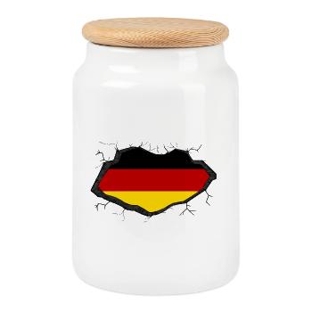 Drapeau de l’Allemagne - Boîte à biscuits avec couvercle en bois - blanc - Devant