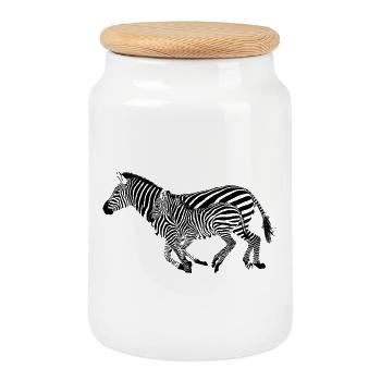Zebra - Keksdose mit Holzdeckel - Weiß - Vorne