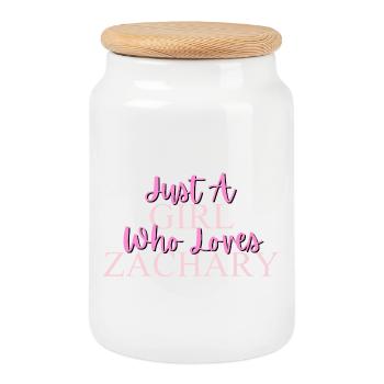 Renforcer l’amour d’une fille pour Zachary - Boîte à biscuits avec couvercle en bois - blanc - Devant