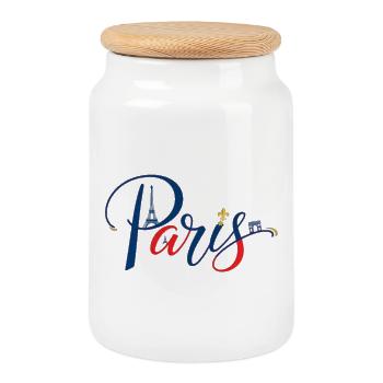 The authentic Paris souvenir - Cookie Jar with Wooden Lid - white - Front