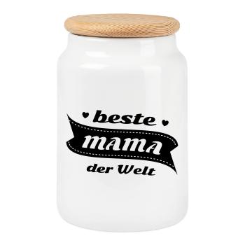 Die beste Mama der Welt - Keksdose mit Holzdeckel - Weiß - Vorne
