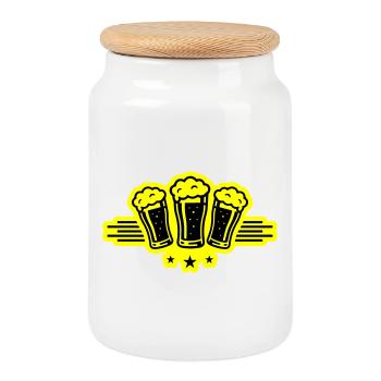 Verre à bière symbole Bière Bière de malt - Boîte à biscuits avec couvercle en bois - blanc - Devant