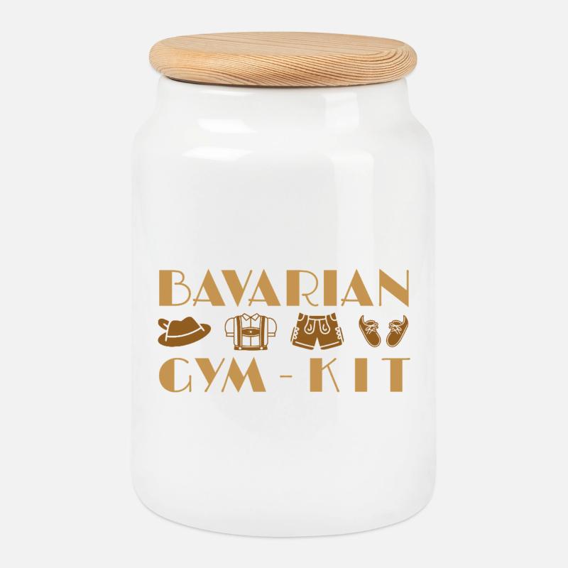 Bavarian Gym Kit Illustration - Keksdose mit Holzdeckel - Weiß