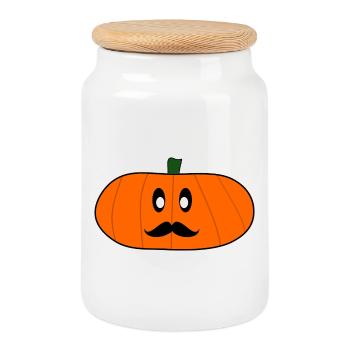 HALLOWEEN. PUMPKIN. HALLOWEEN PUMPKIN - Cookie Jar with Wooden Lid - white - Front