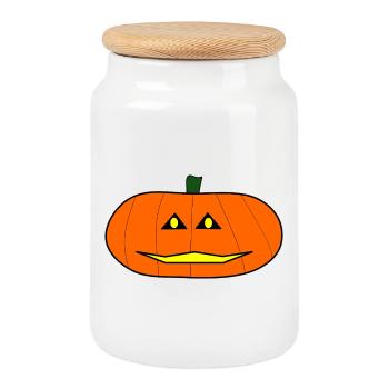 HALLOWEEN. PUMPKIN. HALLOWEEN PUMPKIN - Cookie Jar with Wooden Lid - white - Front