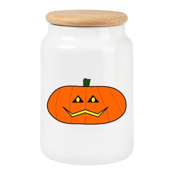 HALLOWEEN. PUMPKIN. HALLOWEEN PUMPKIN - Cookie Jar with Wooden Lid - white - Front