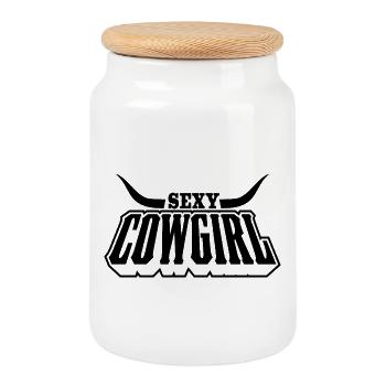 Sexy Western-Reiterin – Texas, Rodeo & Style - Keksdose mit Holzdeckel - Weiß - Vorne