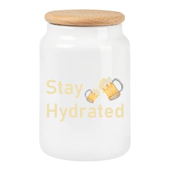 Stay Hydrated – Funny Beer Mug Shirt - Cookie Jar with Wooden Lid - white - Front