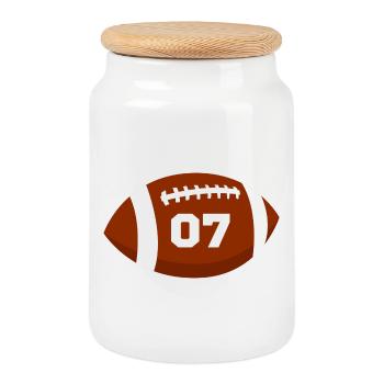 Rugby Number 7 - 7th Rugby Anniversary - Cookie Jar with Wooden Lid - white - Front