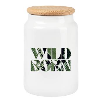 Wild Born Camouflage Style Wilderness Design - Cookie Jar with Wooden Lid - white - Front