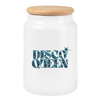 Disco Glitter Bubble Graphic Design - Cookie Jar with Wooden Lid - white - Front