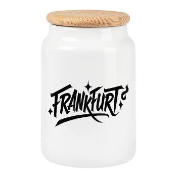 Lettrage graffiti de Francfort - Boîte à biscuits avec couvercle en bois - blanc - Devant