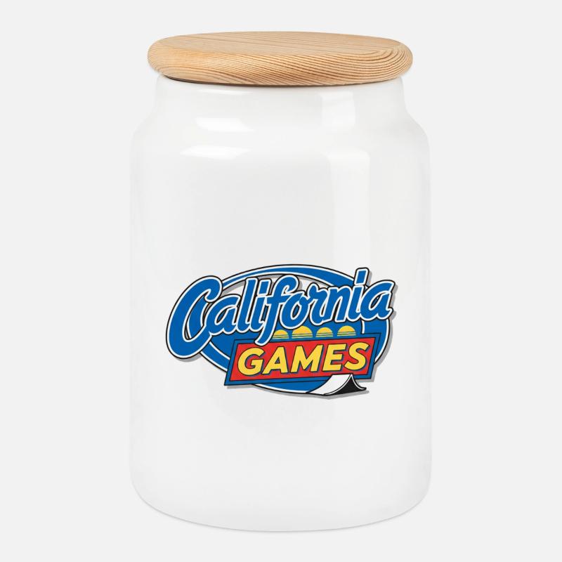 CaliGames - Cookie Jar with Wooden Lid - white