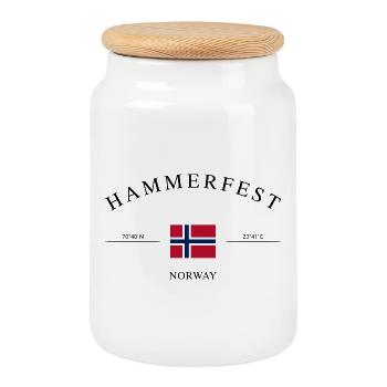 Hammerfest Norway – Souvenir et cadeau de Noël - Boîte à biscuits avec couvercle en bois - blanc - Devant