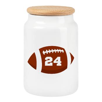 Rugby Number 24 - 24th Rugby Anniversary - Cookie Jar with Wooden Lid - white - Front