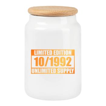 33rd Birthday Limited Edition - ꝏ Supply 10/1992 - Cookie Jar with Wooden Lid - white - Front