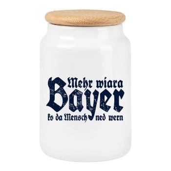 Man cannot become more than a Bavarian - Cookie Jar with Wooden Lid - white - Front