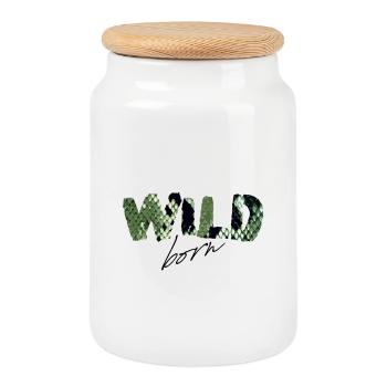 Wild Born Snake Print Letters - Cookie Jar with Wooden Lid - white - Front