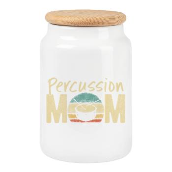 Percussion Maman Rétro Vintage Marching Band Design - Boîte à biscuits avec couvercle en bois - blanc - Devant