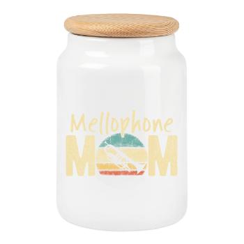 Mellophone Mom Retro Vintage Marching Band Design - Cookie Jar with Wooden Lid - white - Front