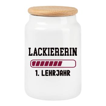 Apprenticeship varnisher 1st year painter apprenticeship - Cookie Jar with Wooden Lid - white - Front