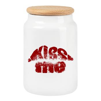 Kiss Me Graffiti Red - Cookie Jar with Wooden Lid - white - Front