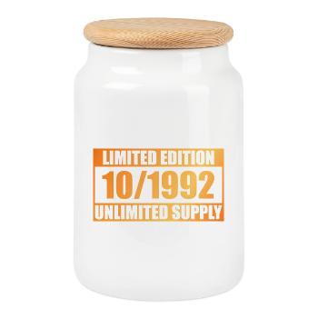 33rd Birthday Limited Edition - ꝏ Supply 10/1992 - Cookie Jar with Wooden Lid - white - Front