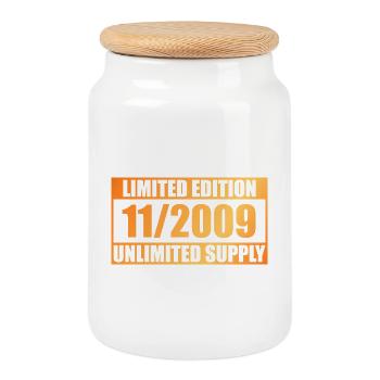 16th Birthday Limited Edition - ꝏ Supply 11/2009 - Cookie Jar with Wooden Lid - white - Front