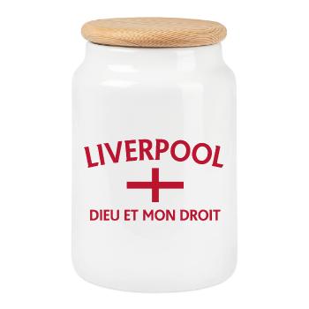 Liverpool style with the England flag - Cookie Jar with Wooden Lid - white - Front