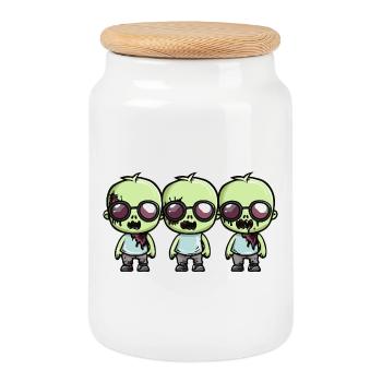 Zombies Halloween - Keksdose mit Holzdeckel - Weiß - Vorne