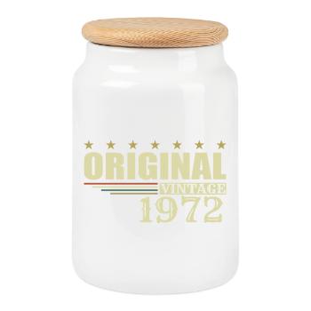 1972 Anniversaire 1972 - Boîte à biscuits avec couvercle en bois - blanc - Devant