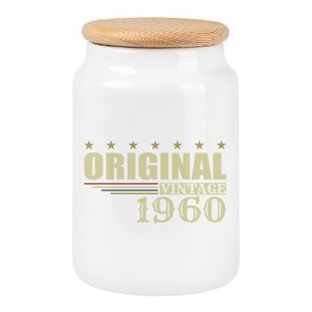 1960 Birthday 1960 - Cookie Jar with Wooden Lid - white - Front