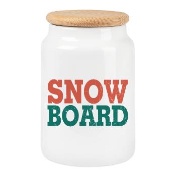 Snowboard - Keksdose mit Holzdeckel - Weiß - Vorne