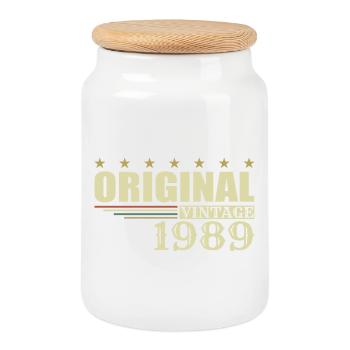 1989 Birthday 1989 - Cookie Jar with Wooden Lid - white - Front